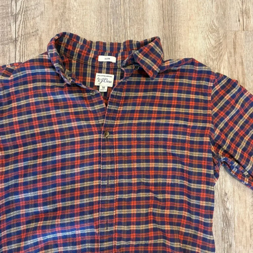 J. Crew Men’s Slim Dress Button Down Red and Blue Medium